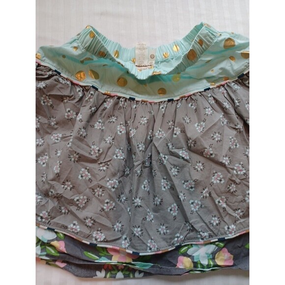 Matilda Jane girls pull-on skirt 6 polka dot floral tiers pockets mixed fabric - Picture 6 of 7